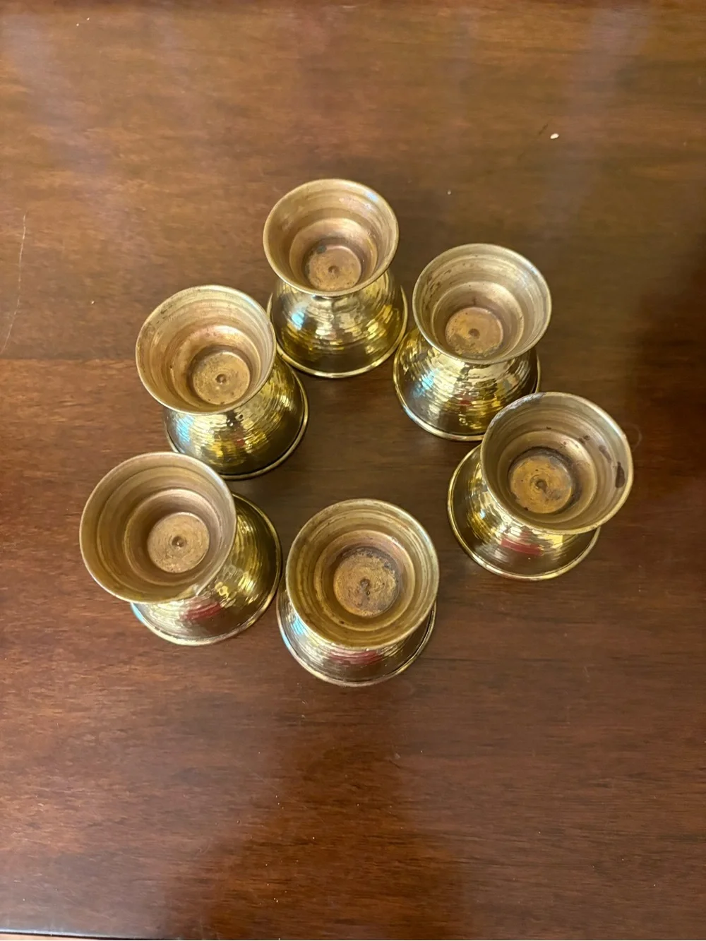 Set of 6 Vintage Brass Goblets - Gold Tone